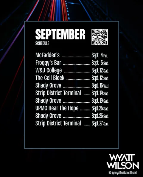 Flyer for Wyatt Wilson at Shady Grove