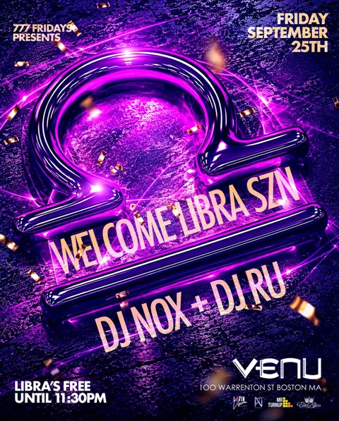 Flyer for Libra Szn Has Arrived - Hottest Fridays in Town