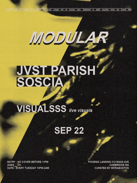 Flyer for Jvst Parish & Soscia