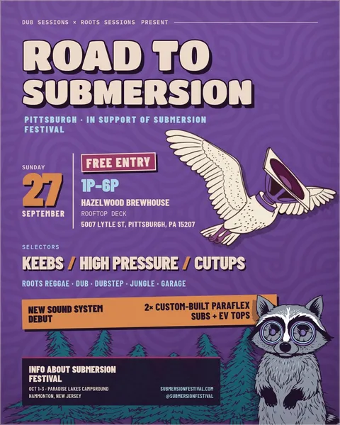 Flyer for Road to Submersion: Dub Sessions x Roots Sessions
