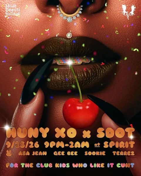 Flyer for HUNY XO x SDOT