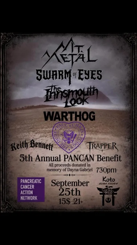Flyer for 5th Annual Fight for Pancreatic Cancer Metal Night