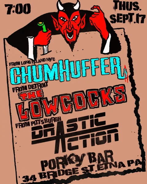 Flyer for The Low Cocks / Steel City Destroyers at Porky's