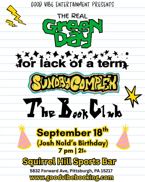 Flyer for Josh Nold's Birthday: The Real Green Day