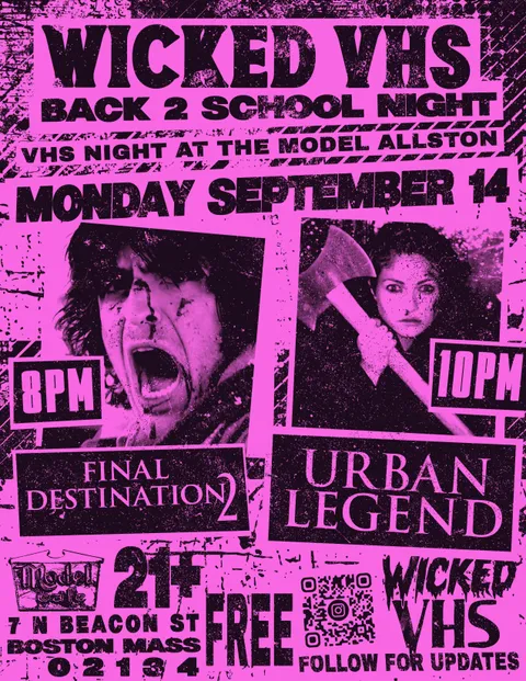Flyer for Back to School Night: Final Destination 2 / Urban Legend on VHS