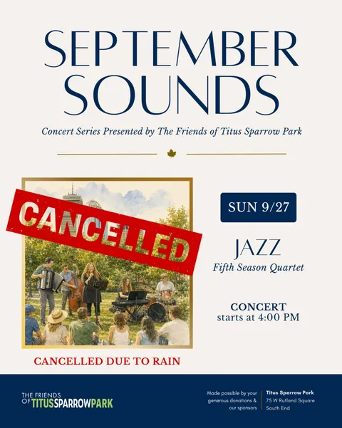 Flyer for September Sounds: Jazz by Fifth Season Quartet